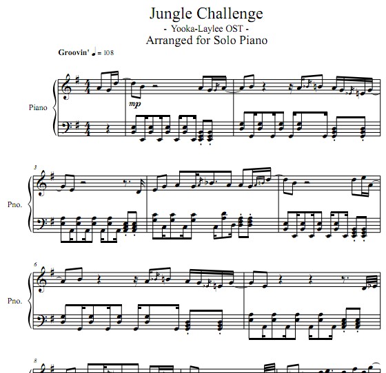 班卓熊大冒险Yooka-Laylee OST Jungle Challenge钢琴谱