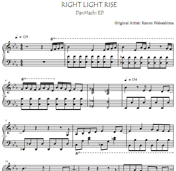 在地下城寻求邂逅是否搞错了什么钢琴谱 RIGHT LIGHT RISE