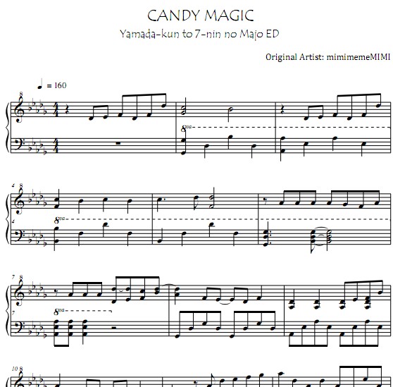 山田君与7位魔女CANDY MAGIC钢琴谱