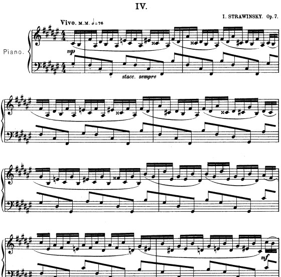 史特拉汶斯基Stravinsky - Quatre Etudes op 7 no 4钢琴谱