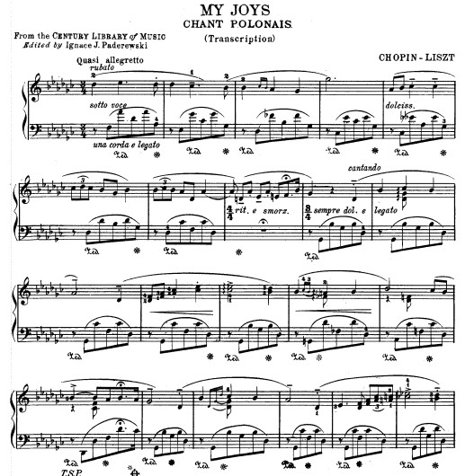 艺术歌曲《喜悦》钢琴谱肖邦 - My Joies - Chants Polonais - 李斯特
