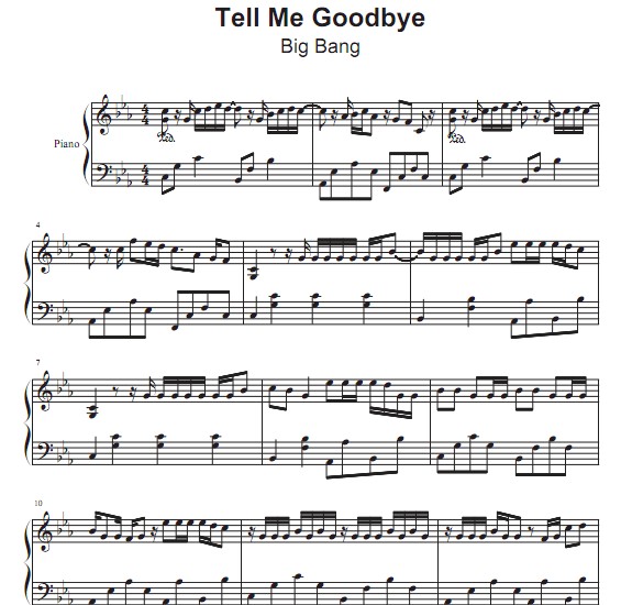BIGBANG – Tell Me Goodbye钢琴谱