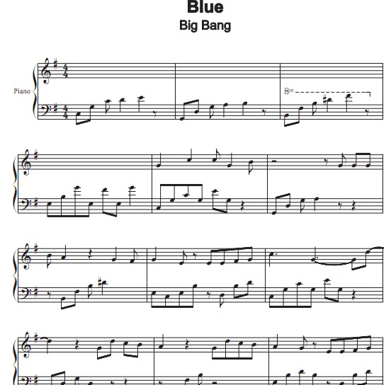 BIGBANG– Blue 钢琴谱