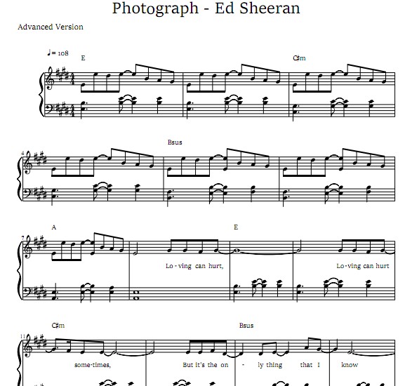 Ed Sheeran – Photograph钢琴谱