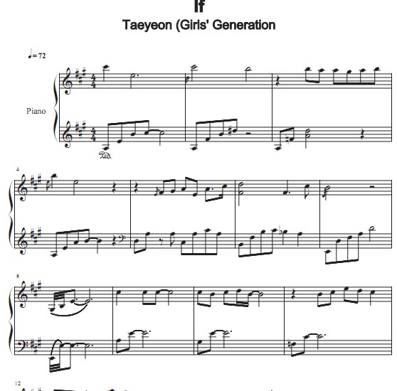 Taeyeon – If钢琴谱
