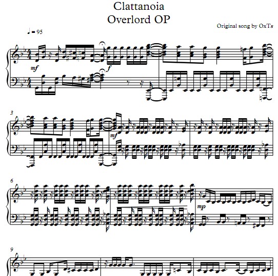 Overlord不死者之王OP Clattanoia钢琴谱