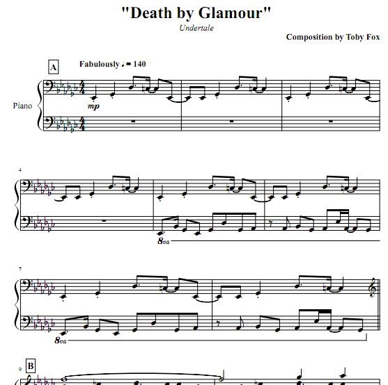 Undertale - Death by Glamour钢琴谱